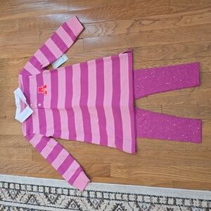 OKIE DOKIE BRAND TODDLER GIRLS STRIPED PINK DRESS & PINK LEGGINGS BUNDLE SIZE 3T